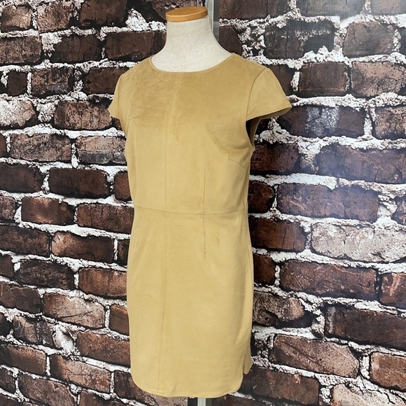 Kensie Dress Microsuede Sheath Tan Khaki Medium - Picture 2 of 15